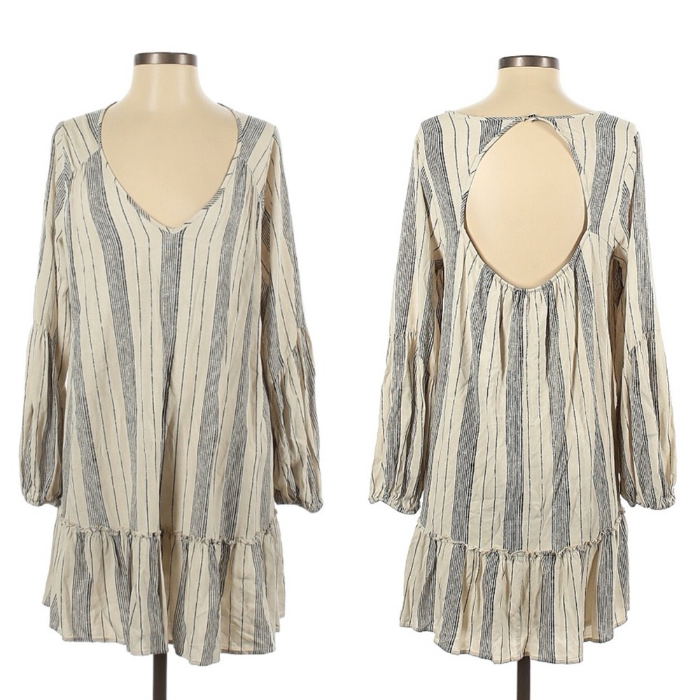 Altar'd State Dress Size Small Cream and Black Boho High Low Open Back Prairie